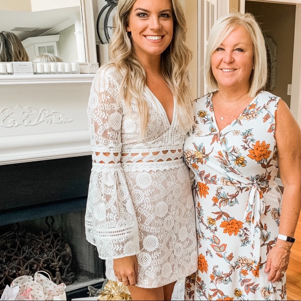 Red dress boutique Clear thoughts white lace dress